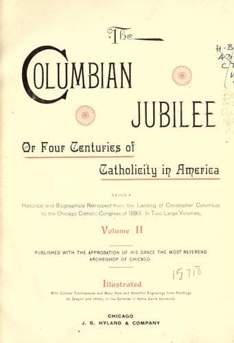 Cover of The Columbian Jubilee, or, Four centuries of Catholicity in America