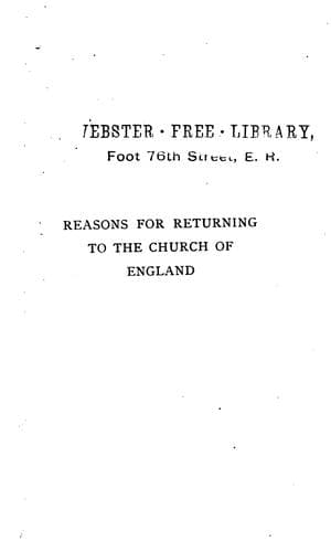 Cover of Reasons for returning to the Church of England.