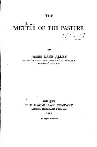 Cover of the mettle of the pasture