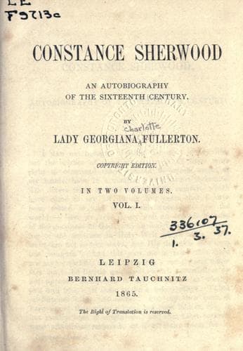 Cover of Constance Sherwood.