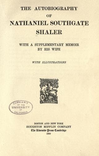Cover of The Autobiography of Nathaniel Southgate Shaler