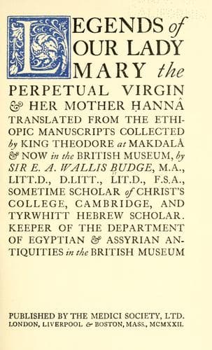 Cover of Legends of Our Lady Mary the perpetual virgin and her mother ©øHann©Đa