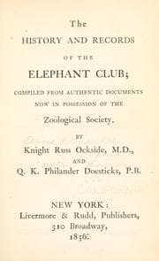 Cover of The history and records of the Elephant Club
