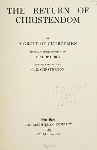 Cover of The Return of Christendom