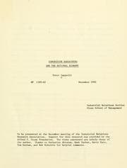 Cover of Concession bargaining and the national economy