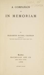Cover of A companion to In memoriam