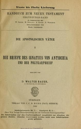 Cover of Die Briefe des Ignatius von Antiochia und der Polykarpbrief