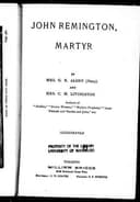 Cover of John Remington, martyr