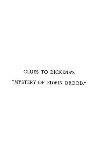 Cover of Clues to Dickens's "Mystery of Edwin Drood"
