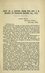 Cover of Copy of a letter from the Rev. J.E. Marks, to Charles Raikes, Esq., C.S.I