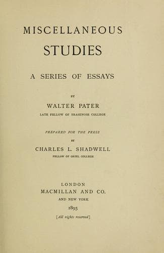 Cover of Miscellaneous studies