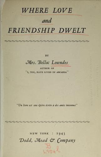 Cover of Where love and friendship dwelt