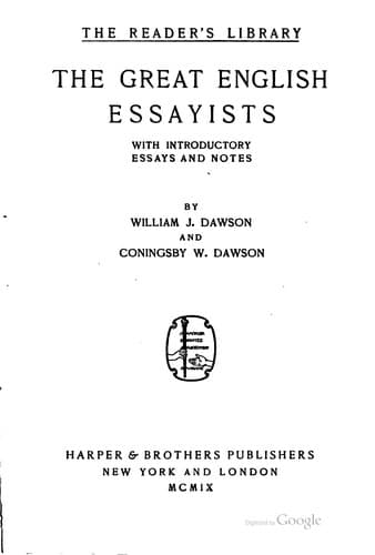 Cover of The great English essayists