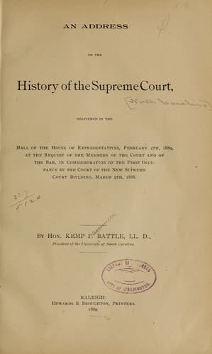 Cover of An address on the history of the Supreme court