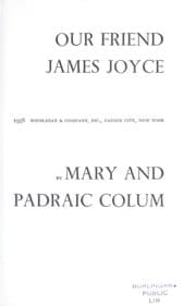 Cover of Our friend James Joyce