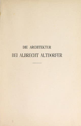 Cover of Die architektur bei Albrecht Altdorfer