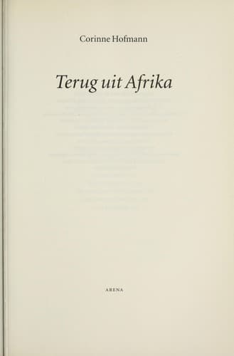Cover of Terug uit Afrika