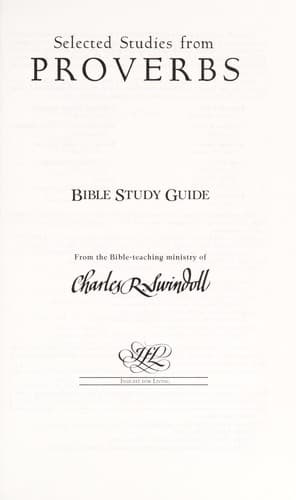 Cover of Selected Studies from Proverbs (Swindoll Bible Study Guides)