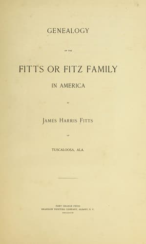 Cover of Genealogy of the Fitts or Fitz family in America