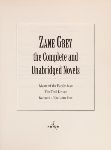 Cover of Zane Grey