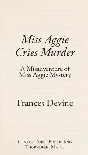 Cover of Miss Aggie cries murder