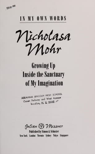 Cover of Growing up inside the sanctuary of my imagination