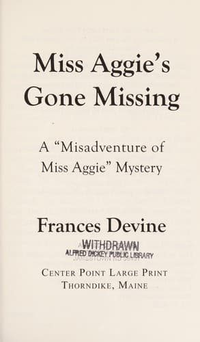 Cover of Miss Aggie's gone missing