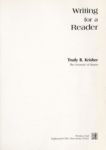 Cover of Writing for a reader