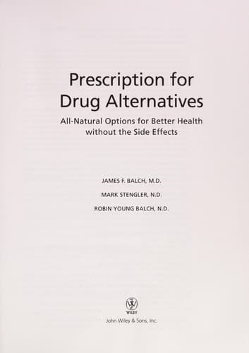 Cover of Prescription for drug alternatives