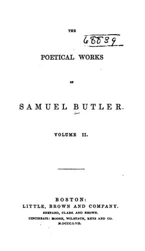 Cover of The Poetical Works of Samuel Butler