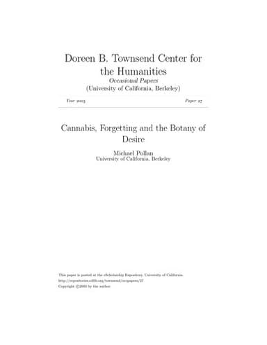 Cover of Cannabis Forgetting and The Botany of Desire