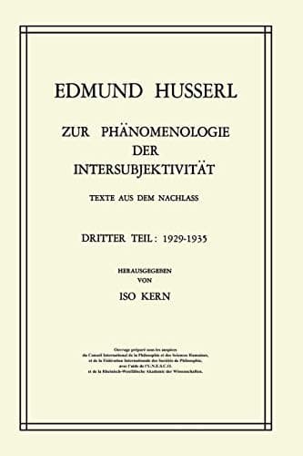 Cover of Zur Phänomenologie der Intersubjektivität : Texte aus dem Nachlass Dritter Teil