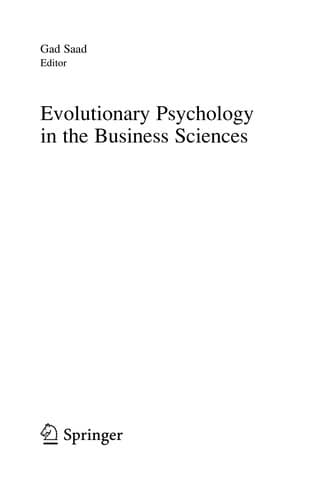 Cover of Evolutionary Psychology in the Business Sciences