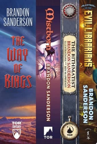 Cover of Brandon Sanderson's Fantasy Firsts : (the Way of Kings, Mistborn: the Final Empire, Rithmatist, Alcatraz vs. the Evil Librarians)