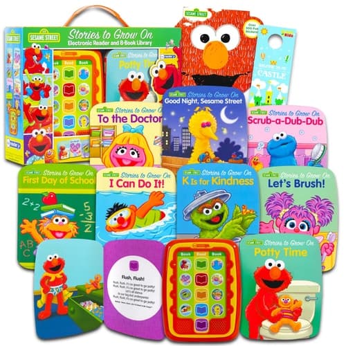 Cover of Sesame Street Interactive Book Set - Bundle with Deluxe Sesame Street Book Set with 8 Storybooks with Sound Buttons Plus Sesame Street Stickers and Door Hanger