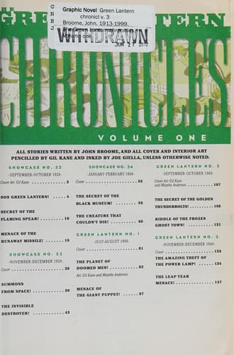 Cover of The Green Lantern chronicles, volume one