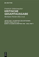 Cover of Kleine Schriften 1786 - 1833