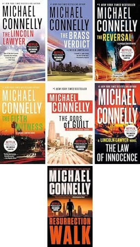 Cover of Lincoln Lawyer Novel Series, Set of 6 Books. the Lincoln Lawyer, the Brass Verdict, the Reversal, the Fifth Witness, the Gods of Guilt, the Law of Innocence