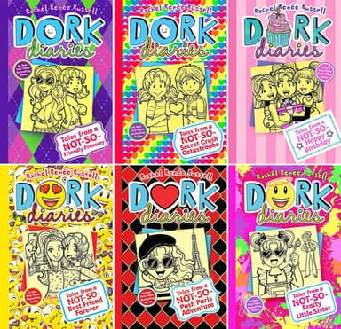 Cover of Dork Diaries Vol. 11-16, 6 Books Set, Tales from a Not-So-Friendly Frenemy, Not-So-Secret Crush Catastrophe, Not So Happy Birthday, Best Friend Forever, Posh Paris Adventurer and Bratty Little Sister