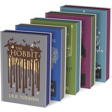 Cover of Collector's Edition, the Hobbit, the Silmarillion, the Fellowship of the Ring, the Two Towers, the Return of the King (the Lord of the Rings Vol. 1-3), 5 Books Set, by J.R.R. Tolkien