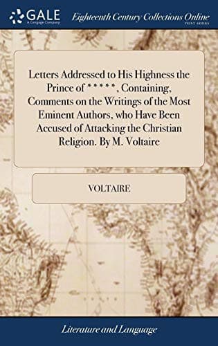 Cover of Voltaire's letters on the eminent writers who have been accused of attackng the Christian religion