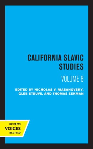 Cover of California Slavic Studies, Volume VIII