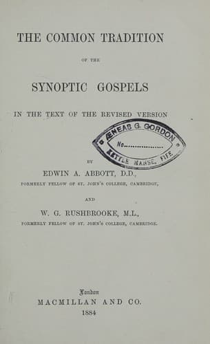 Cover of The Common Tradition Of The Synoptic Gospels