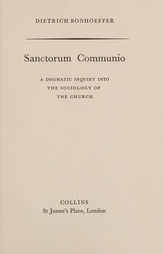 Cover of Sanctorum Communio