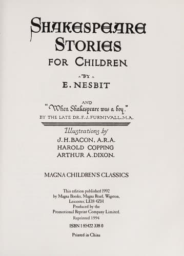 Cover of Shakespeare stories for children