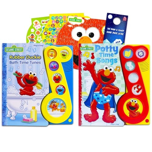 Cover of Double Sesame Street Books for Toddlers- Bundle with 2 Interactive Sing and Read along Storybooks with Sound Buttons Plus Sesame Street Stickers and Door Hanger