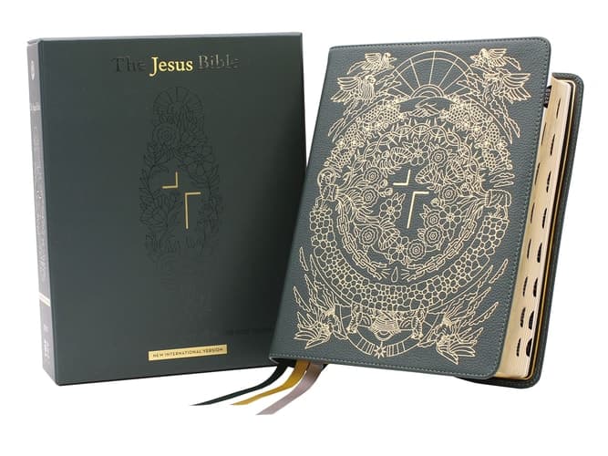 Cover of Jesus Bible Artist Edition, NIV, Genuine Leather, Calfskin, Green, Limited Edition, Thumb Indexed, Comfort Print
