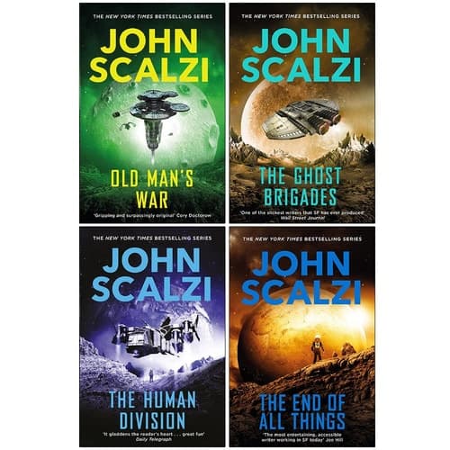 Cover of John Scalzi Old Mans War Series 6 books Collection Set (Old Mans War, The Ghost Brigades, The Last Colony, Zoes Tale, The Human Division, The End of All Things)