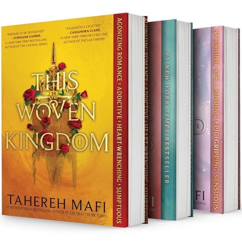 Cover of `Collection 3 Books of This Woven Kingdom Series. This Woven Kingdom and These Infinite Threads and All This Twisted Glory by Tahereh Mafi