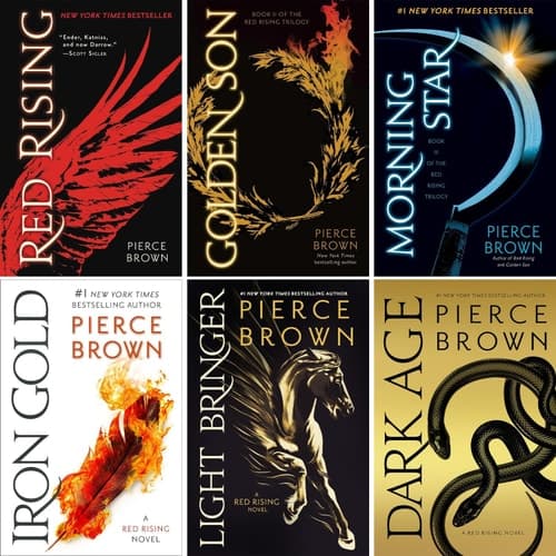 Cover of Red Rising Series Vol. 1-6, 6 Books Set, Red Rising, Golden Son, Morning Star, Iron Gold, Light Bringer, Dark Age, by Pierce Brown